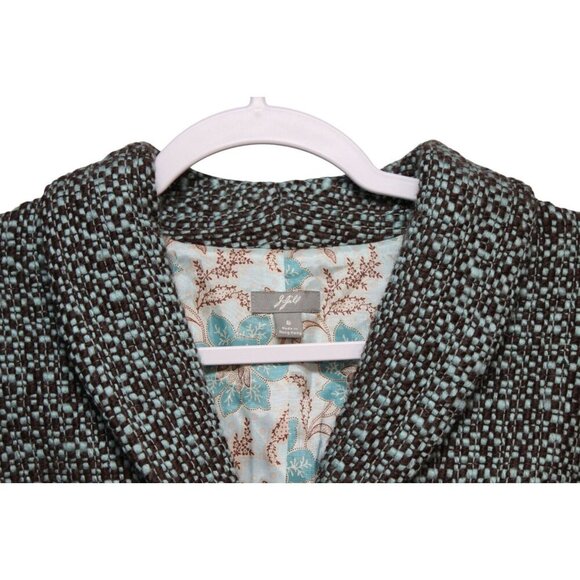 Vintage J Jill Blazer Jacket Size 8 Blue Brown Tweed Preppy Wool Blend Classic - Picture 6 of 11